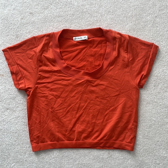 Orange cap sleeve crop top - Picture 1 of 3